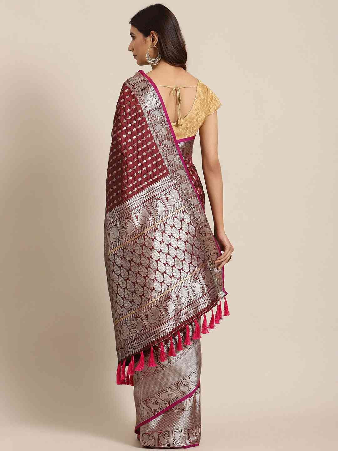 Banarasi Maroon Colour Woven Design Saree