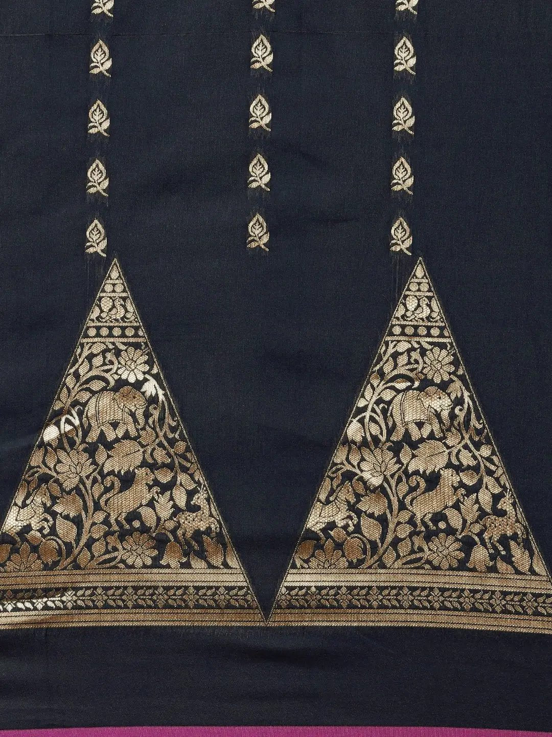 Navy Colour Banarasi Katan Silk Kanchi Zari Weaving Saree by My Store