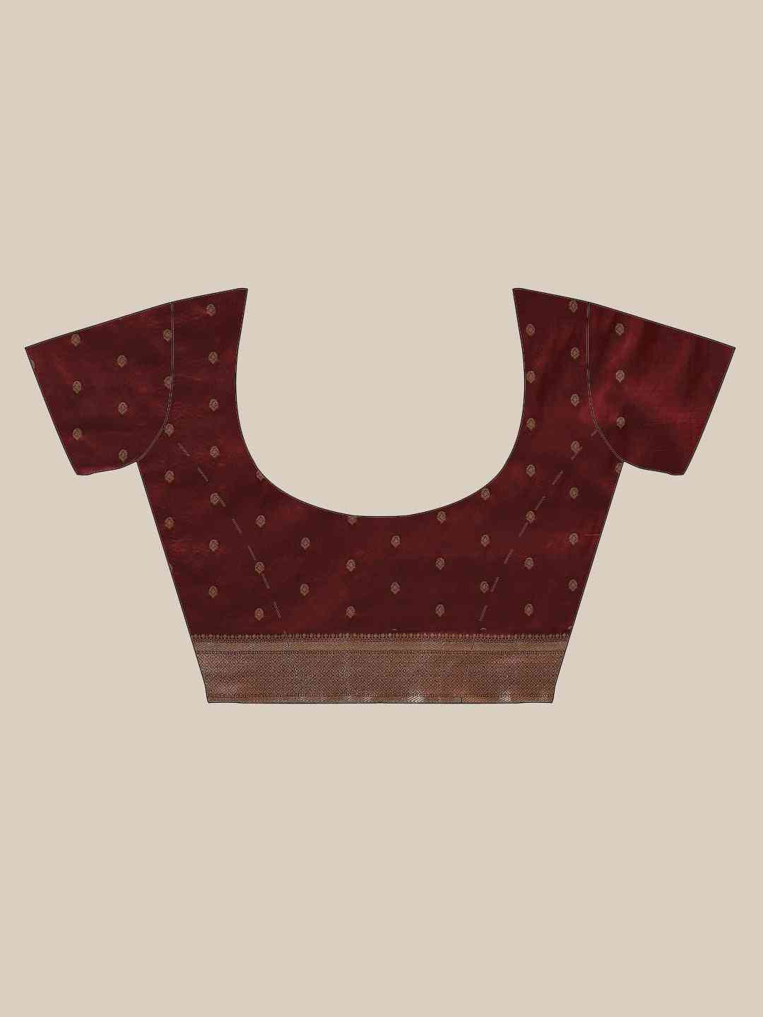 Banarasi Striped Maroon Colour Silk Blend Saree