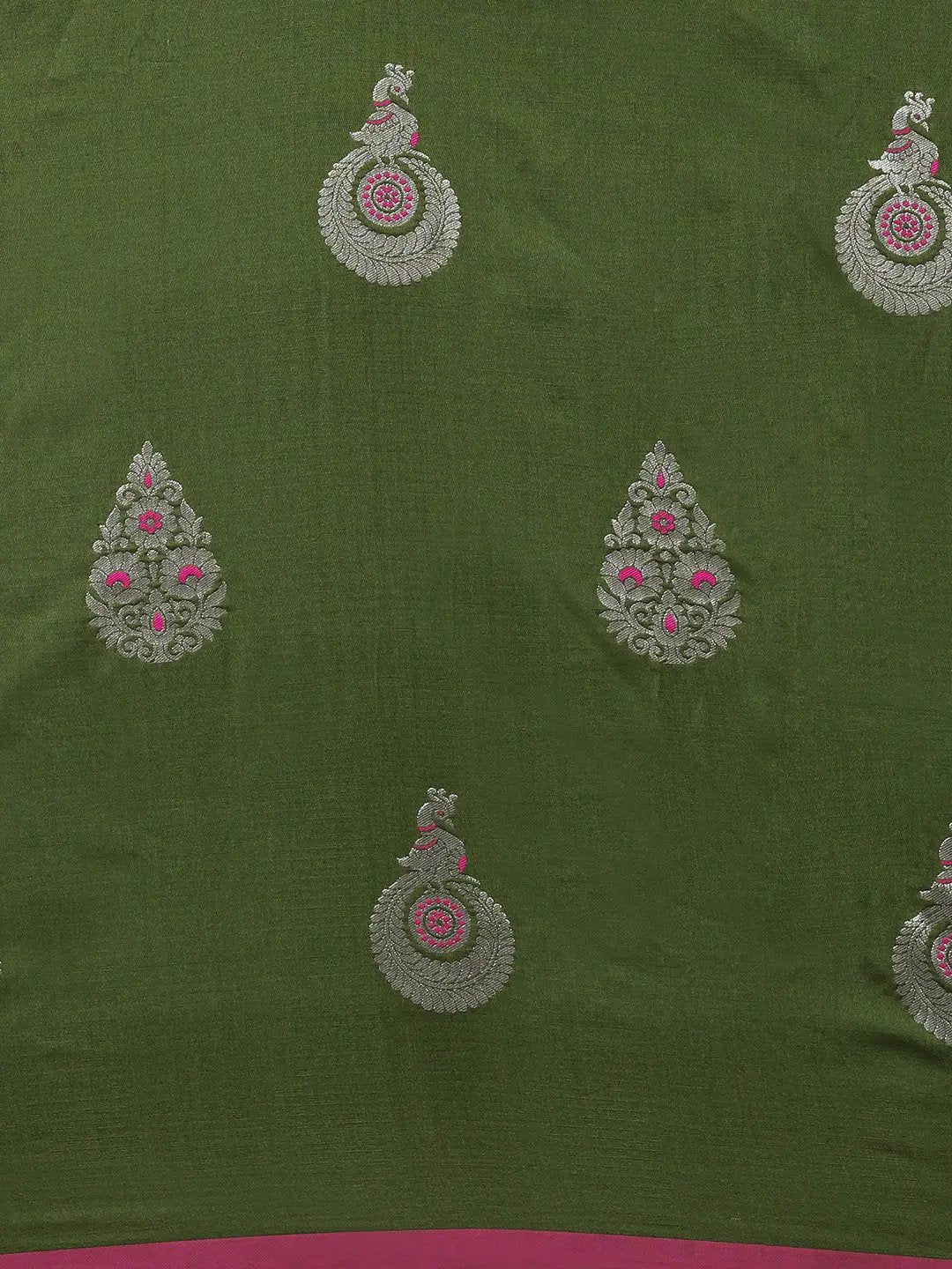 Green Colour Banarasi Katan Silk Zari Weaving Saree by My Store