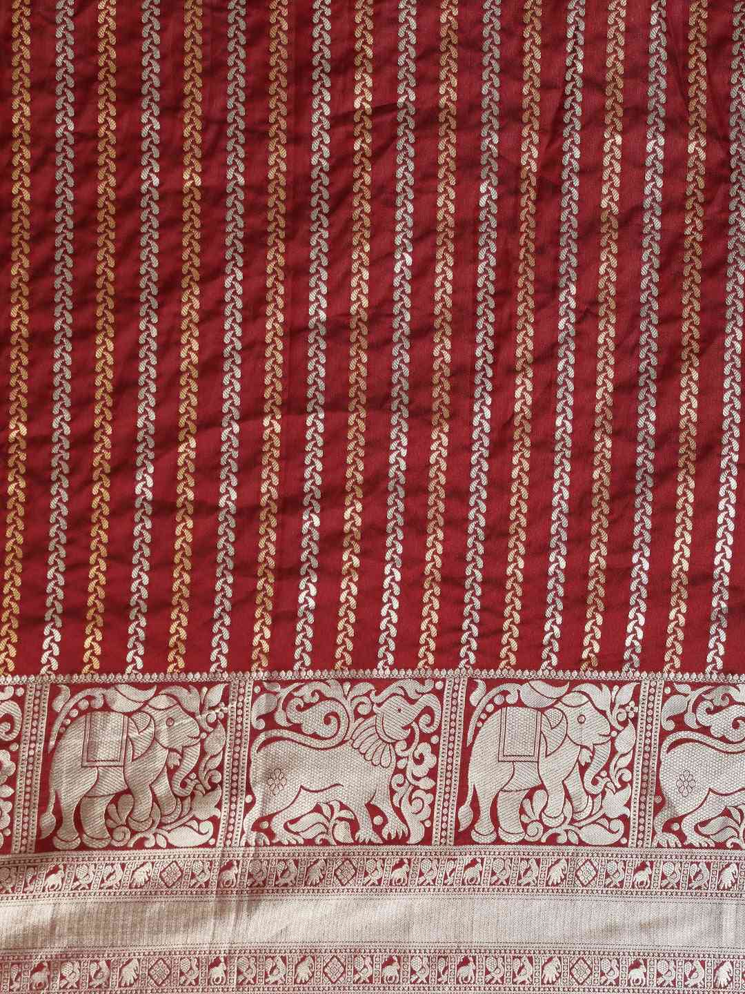 Banarasi Maroon Colour Silk Blend Zari Woven Saree