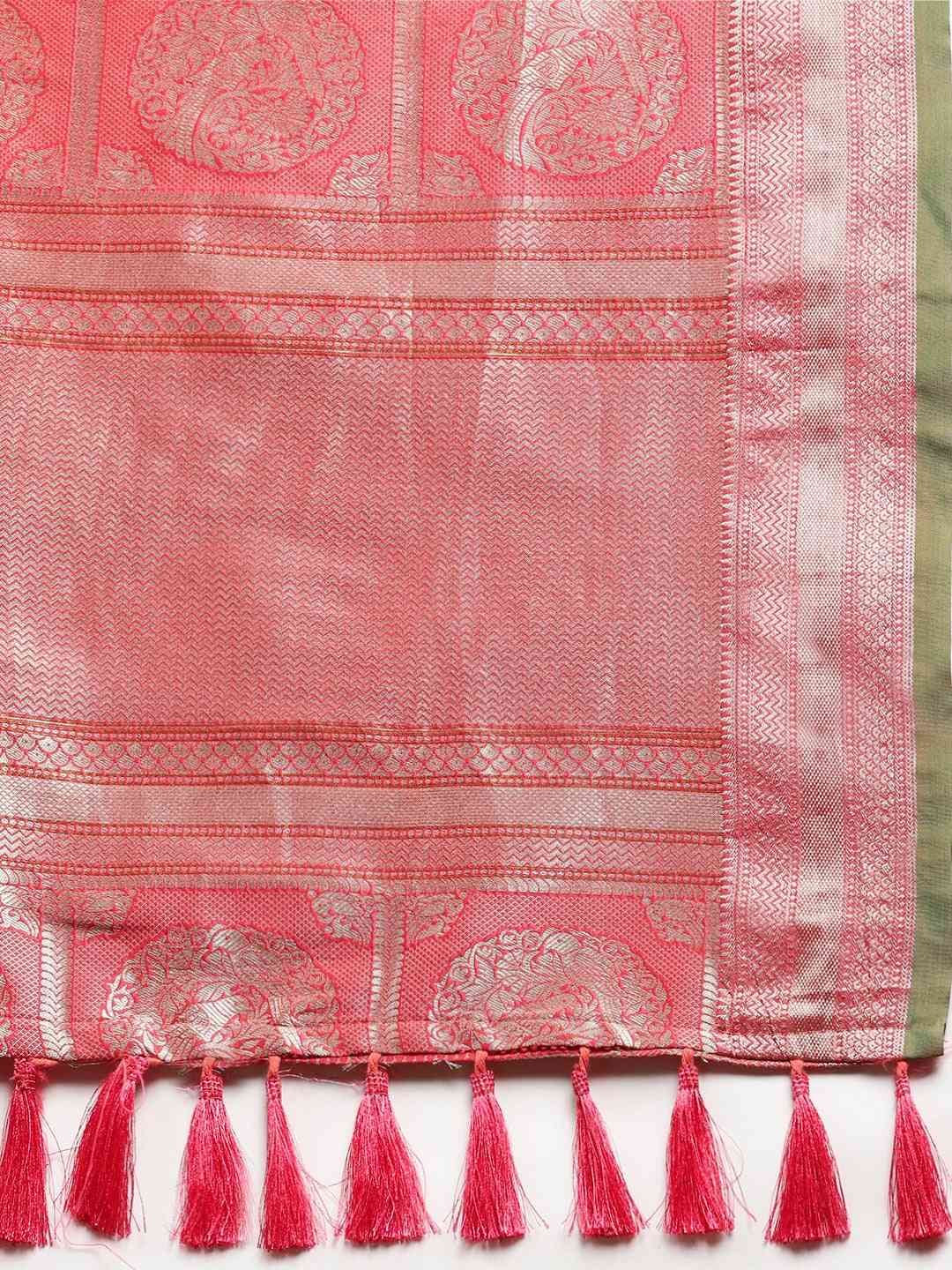 Banarasi Striped Gajari Colour Silk Blend Saree