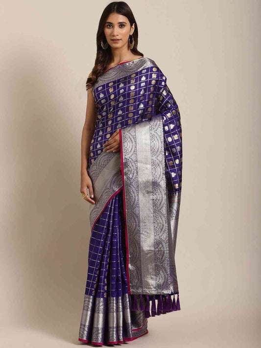 Exclusive Blue Colour Woven Design Banarasi Saree by My Store