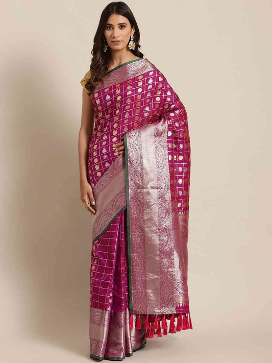 Exclusive Burgundy Colour Woven Design Banarasi Saree by My Store