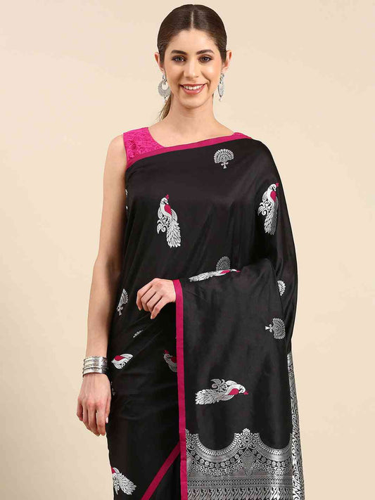 Banarasi Black Colour Soft Silk Zari Weaving Saree