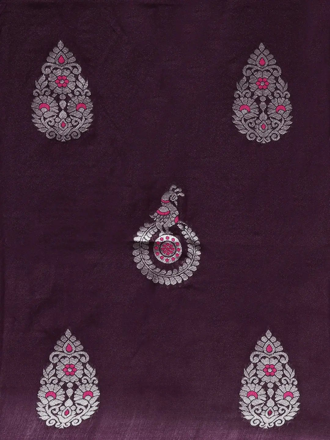 Wine Colour Banarasi Katan Silk Zari Weaving Saree