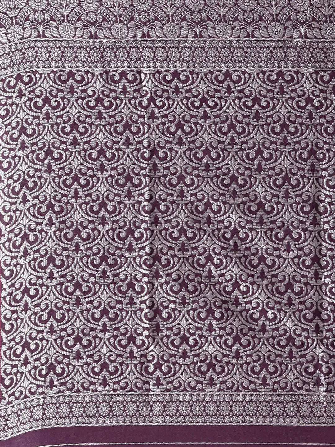 Wine Colour Banarasi Katan Silk Zari Weaving Saree
