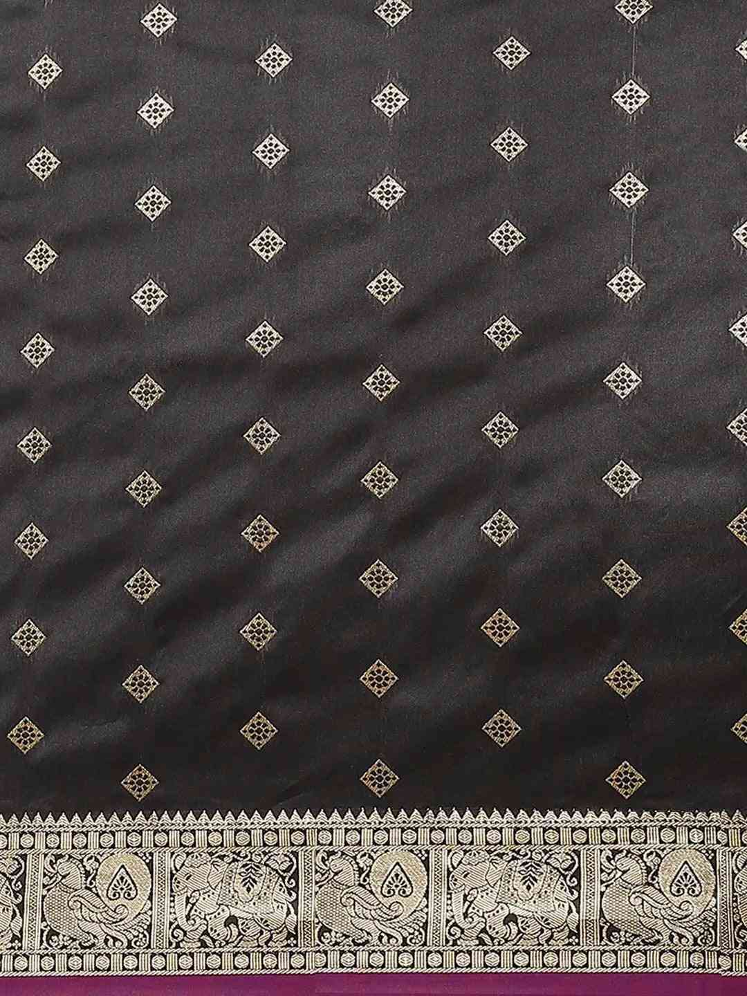 Black Colour Kanjivaaram Soft Silk Kanchi Zari Weaving Saree