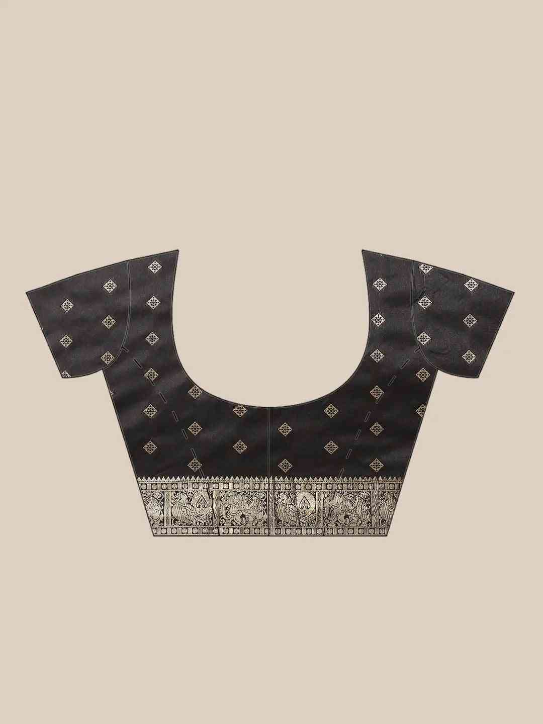 Black Colour Kanjivaaram Soft Silk Kanchi Zari Weaving Saree