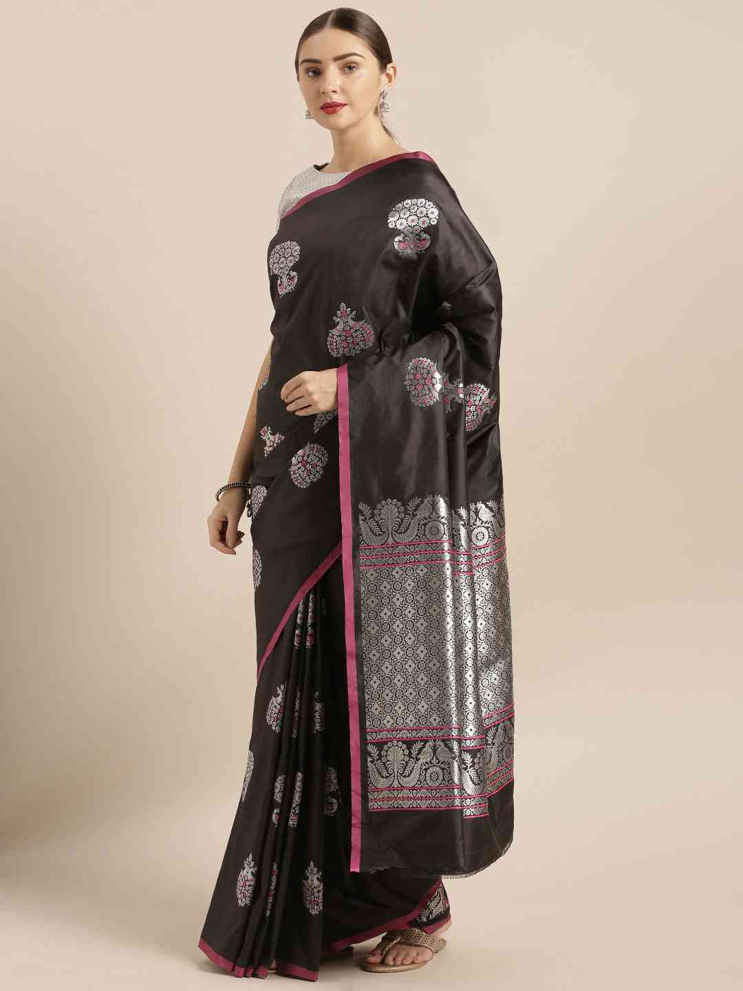 Black Colour Zari Weaving Silk Banarasi Saree