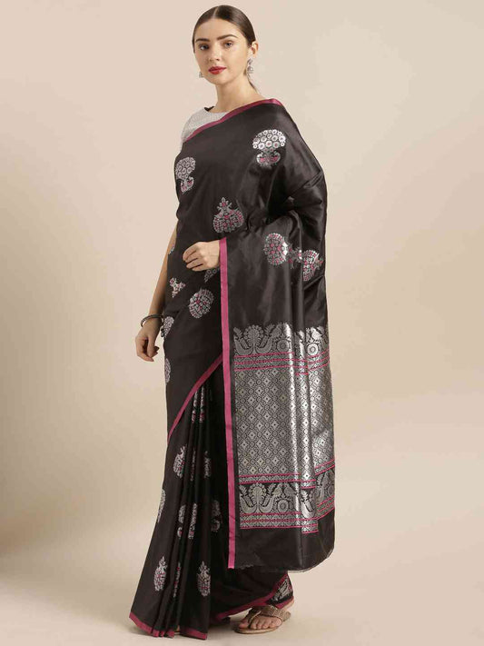 Black Colour Zari Weaving Silk Banarasi Saree