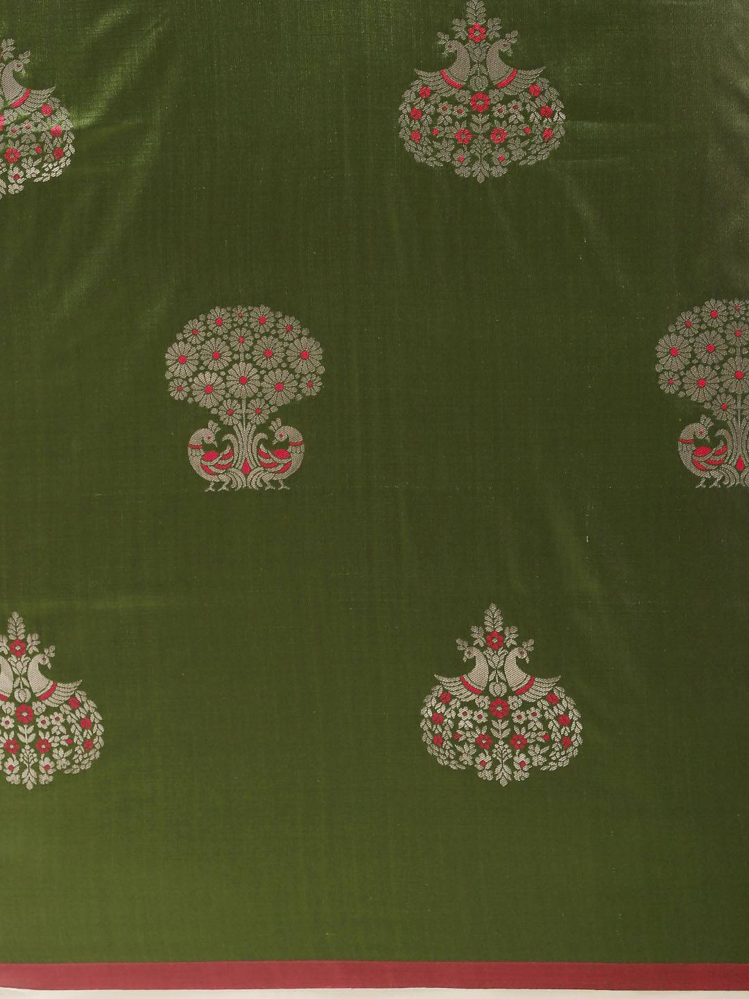 Green Banarasi Soft Silk Kanchi Zari Weaving Saree by My Store