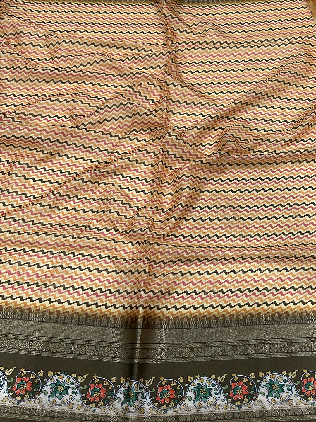 Mellow Yellow Kota Satin Border Saree by My Store