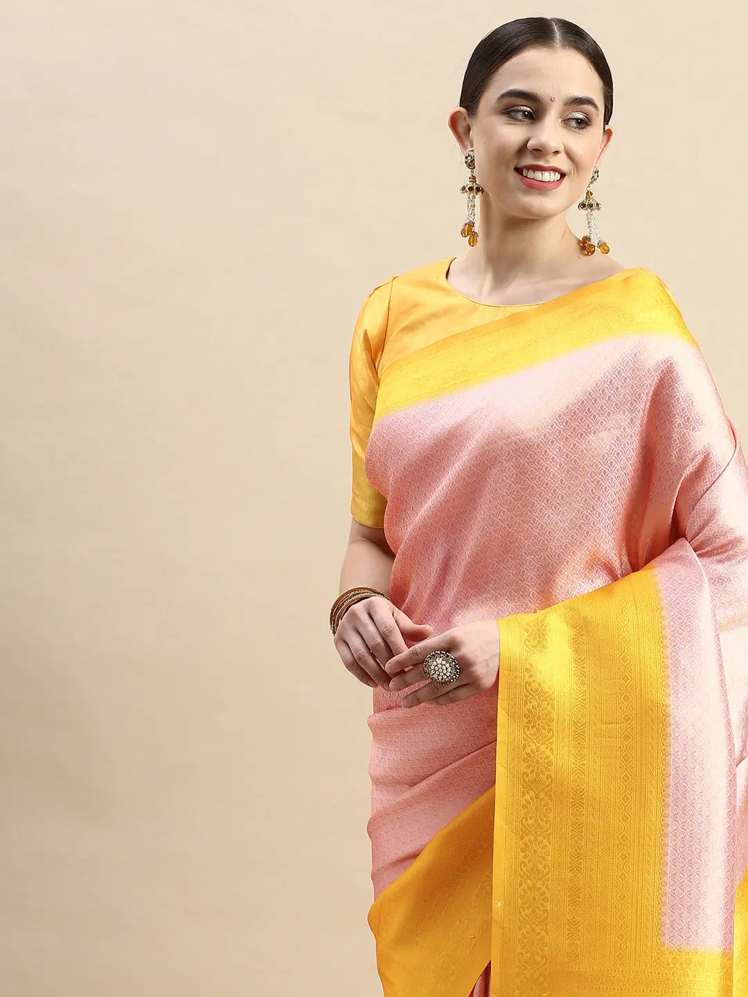 Light Pink Colour Banarasi Soft Silk Party Wear Saree by My Store