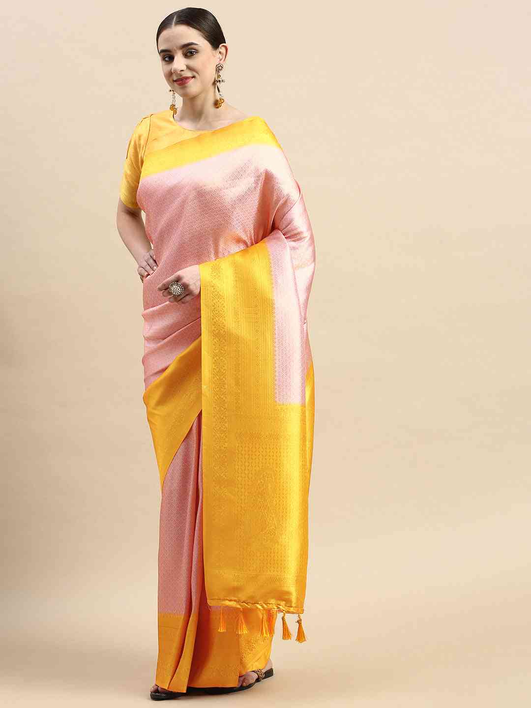 Light Pink Colour Banarasi Soft Silk Party Wear Saree by My Store
