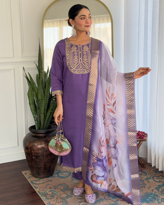 Royal Purple Kurta Set for Women