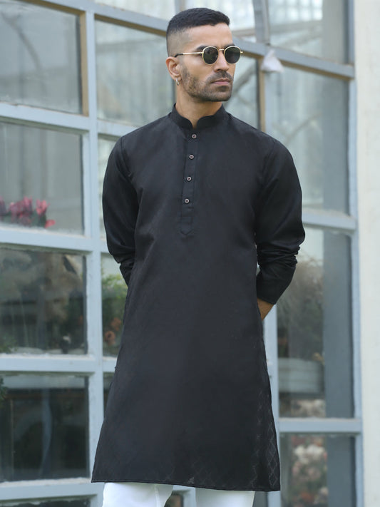 Cotton blend Woven self Desing Kurta