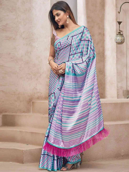 Soft Satin Georgette Saree With Trendy Digital Print by My Store