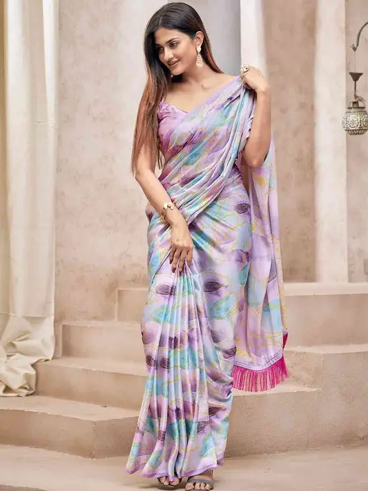 Traditional Soft Satin Georgette Saree With Digital Print