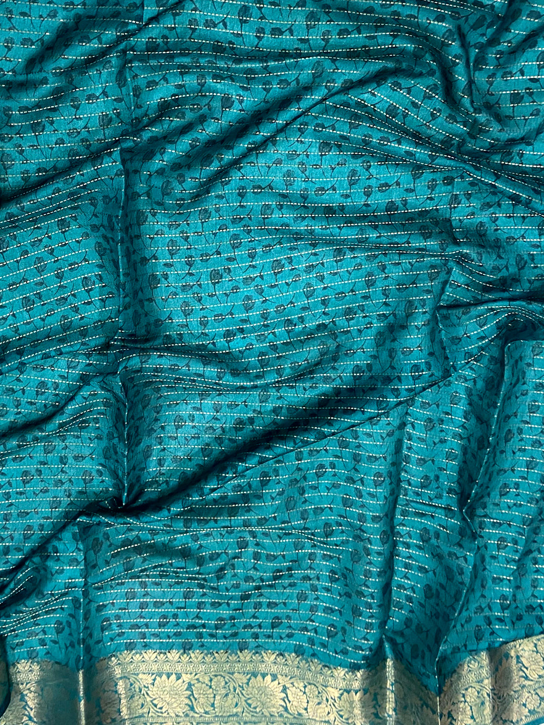 Radiant Leaf Print Soft Dola Silk Saree by My Store