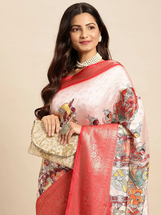 Exquisite Kalamkari Pattu Banarasi Silk Saree by My Store