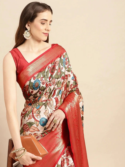 Exquisite Kalamkari Pattu Banarasi Silk Saree by My Store