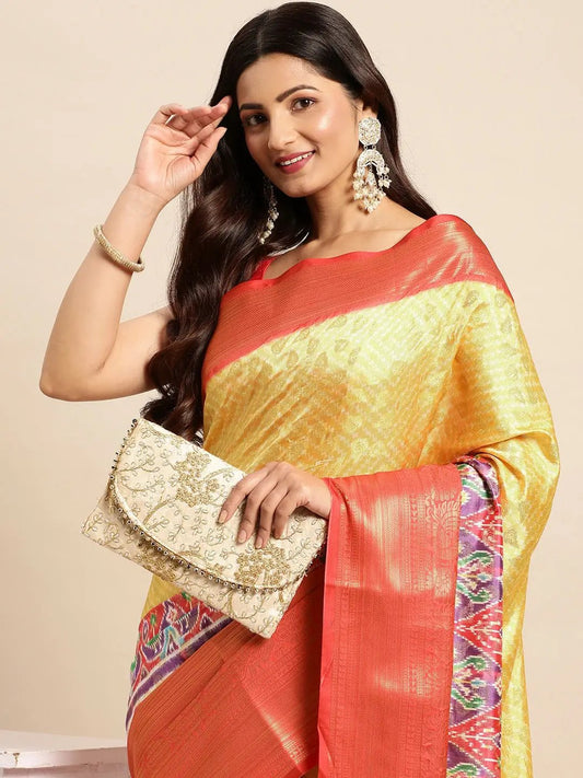 Exquisite Ikkat Digital Pattu Banarasi Silk Saree by My Store