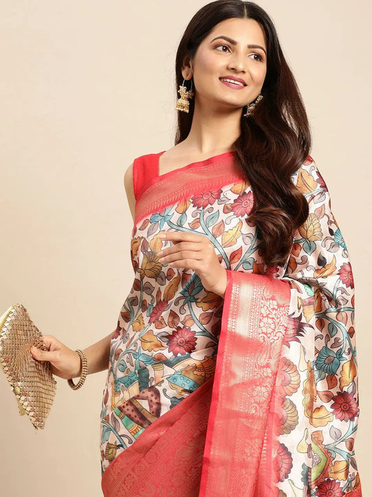 Exquisite Kalamkari Pattu Banarasi Silk Saree by My Store