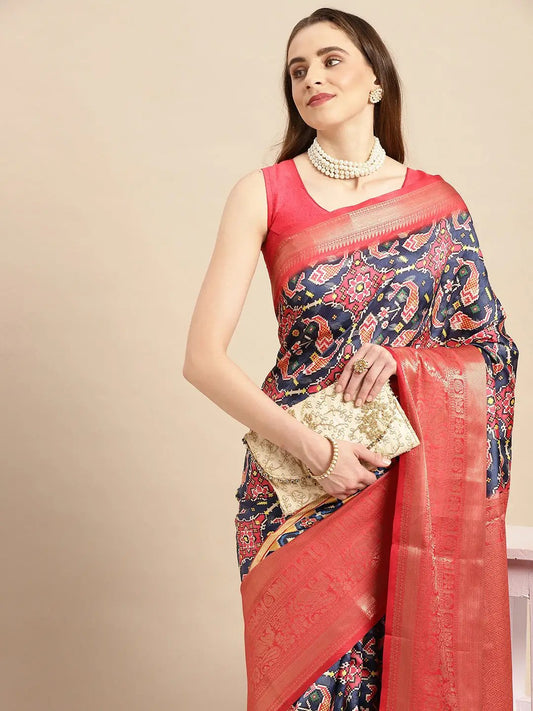 Exquisite Kalamkari Pattu Banarasi Silk Saree by My Store