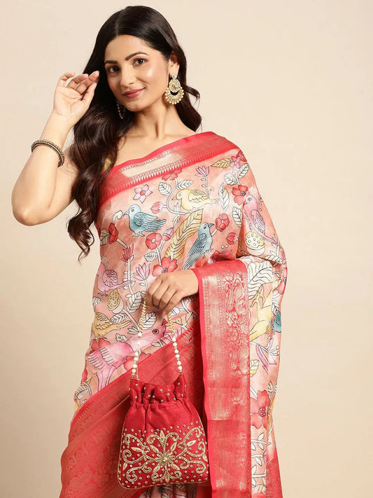 Exquisite Kalamkari Pattu Banarasi Silk Saree by My Store