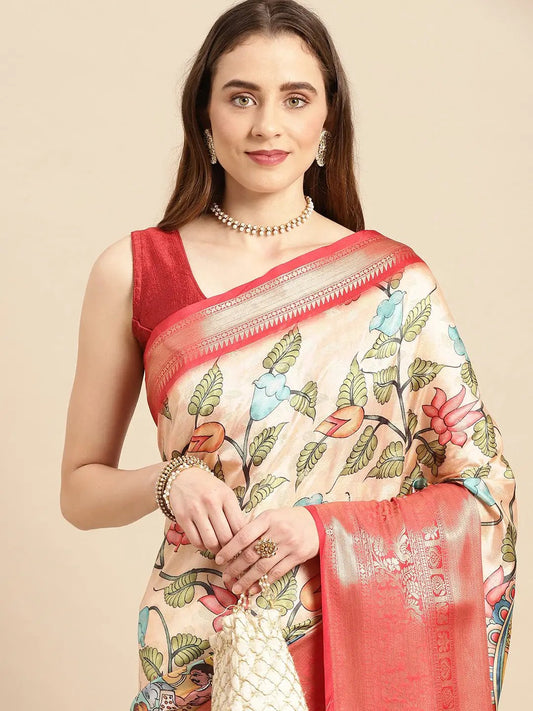 Exquisite Kalamkari Pattu Banarasi Silk Saree by My Store