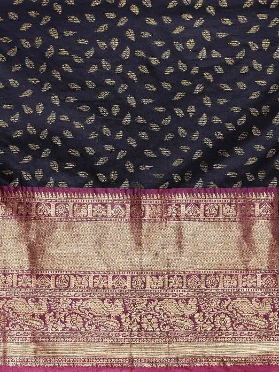 Navy Colour Banarasi Kanchi Zari Weaving Pattu Saree by My Store