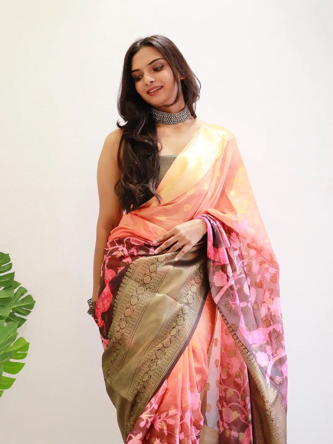 Hybrid Kalamkari Printed Kota Doriya Saree by My Store