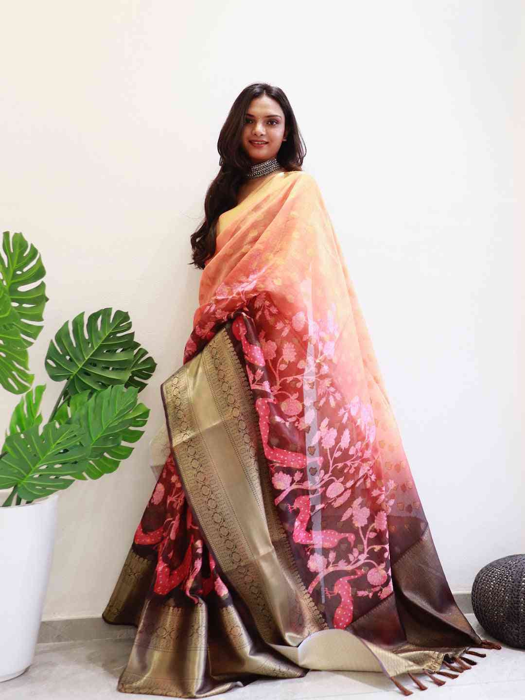 Hybrid Kalamkari Printed Kota Doriya Saree by My Store