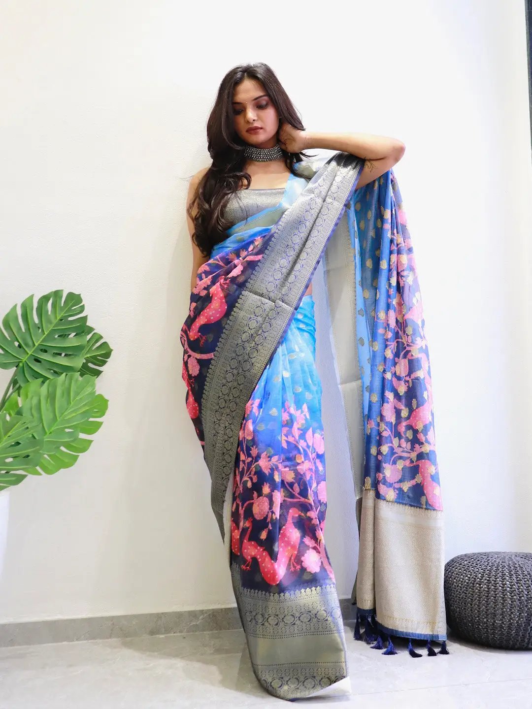 Hybrid Kalamkari Printed Kota Doriya Saree by My Store
