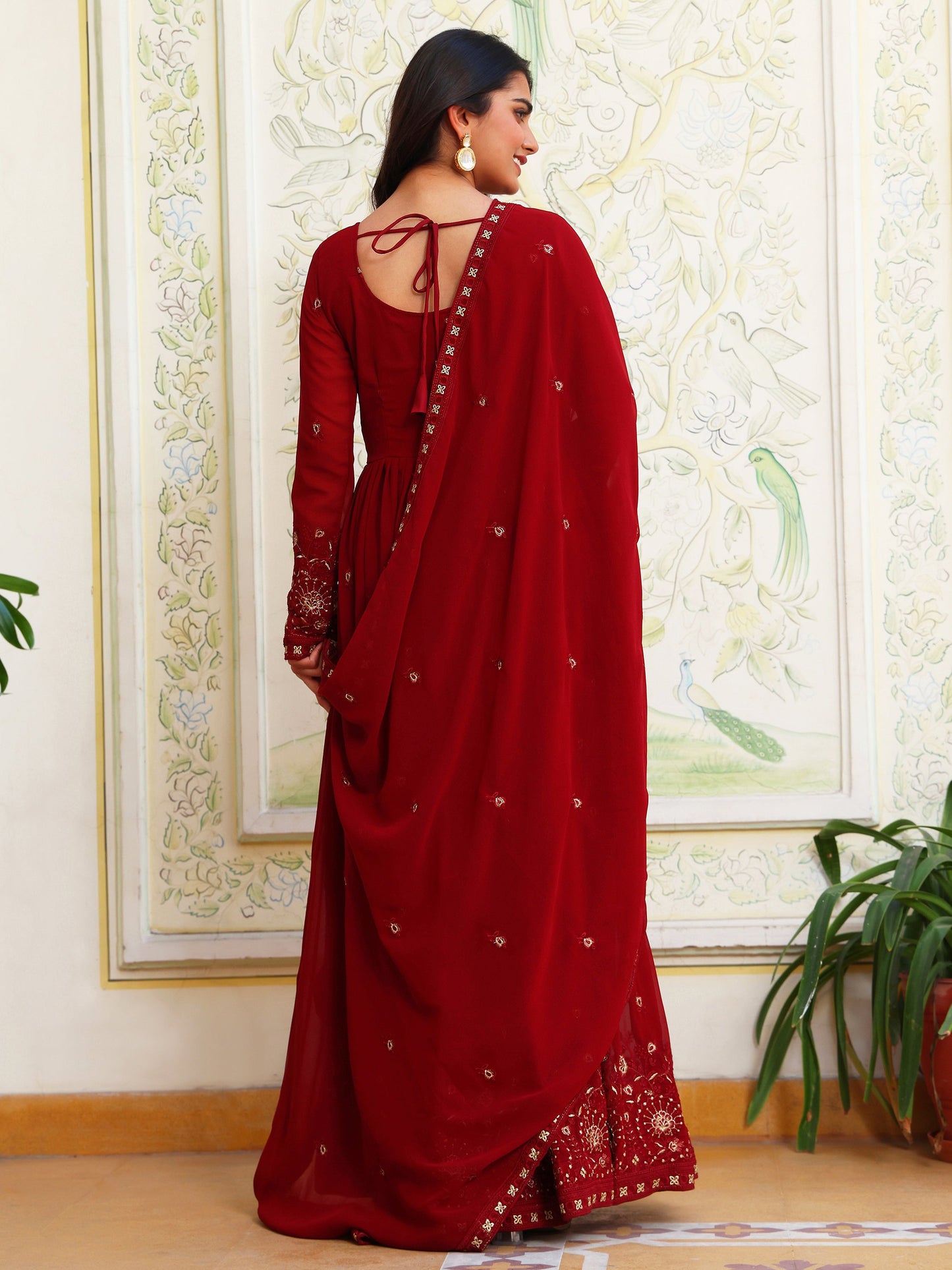 Maroon Georgette Party Wear Anarkali Suit