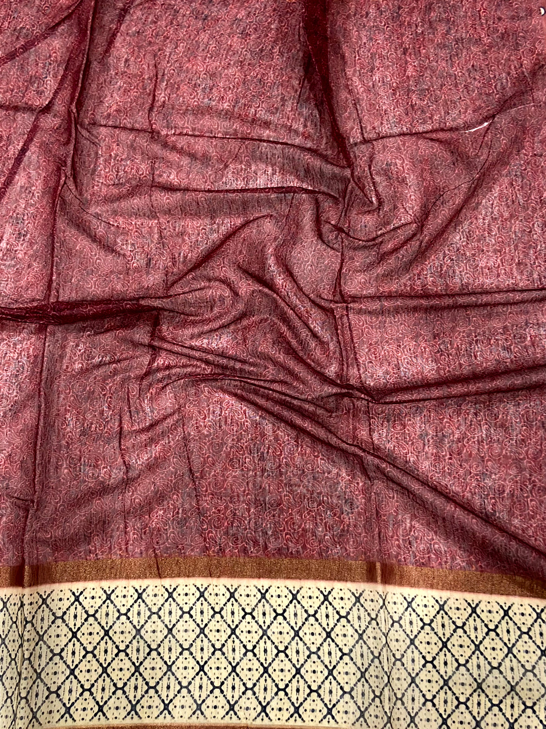 Maroon Chanderi Phulkari Floral Sulb Saree by My Store