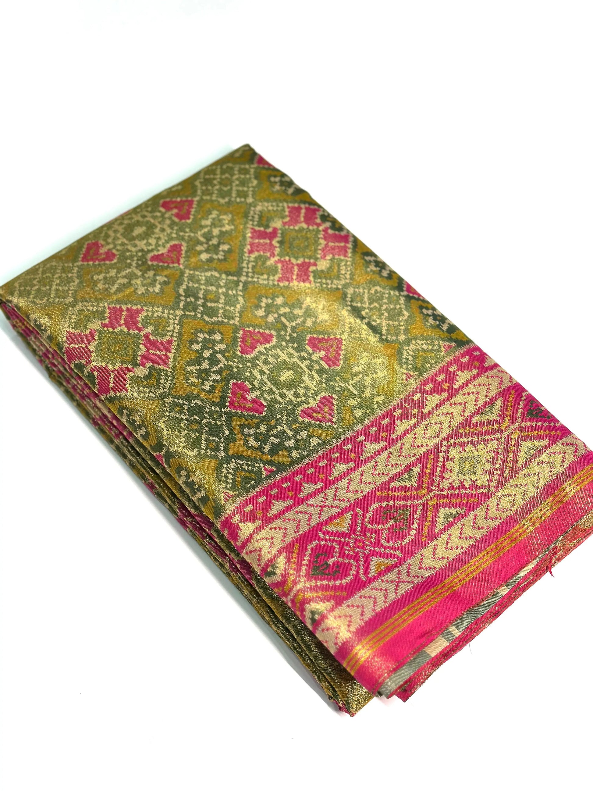 Mendi Green Double Ikkat Semi Silk Patola by My Store