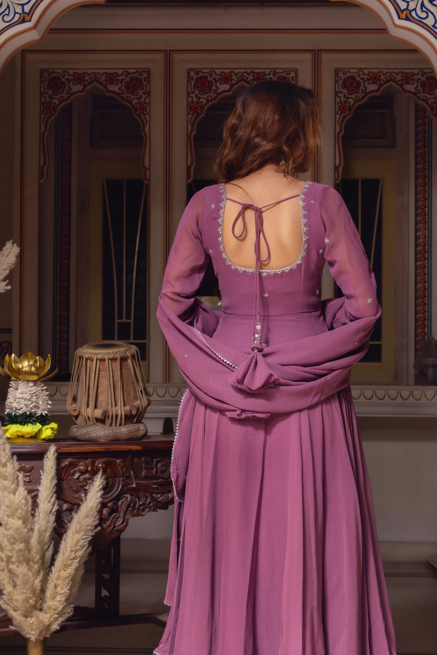 Mysha Onion Pink Georgette Anarkali Suit Set by My Store