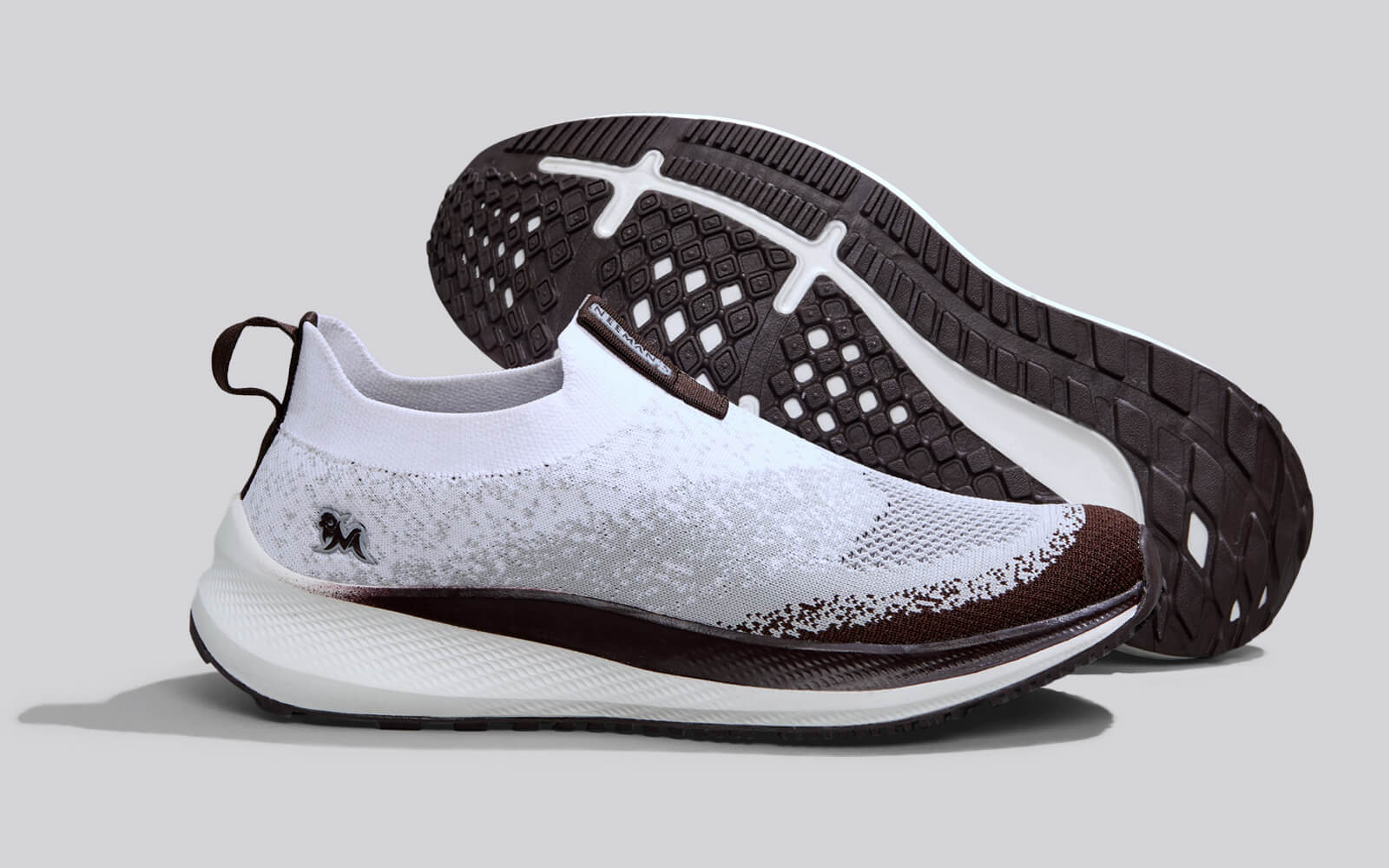 Blend Knit Slip Ons : Ivory-Brown by My Store
