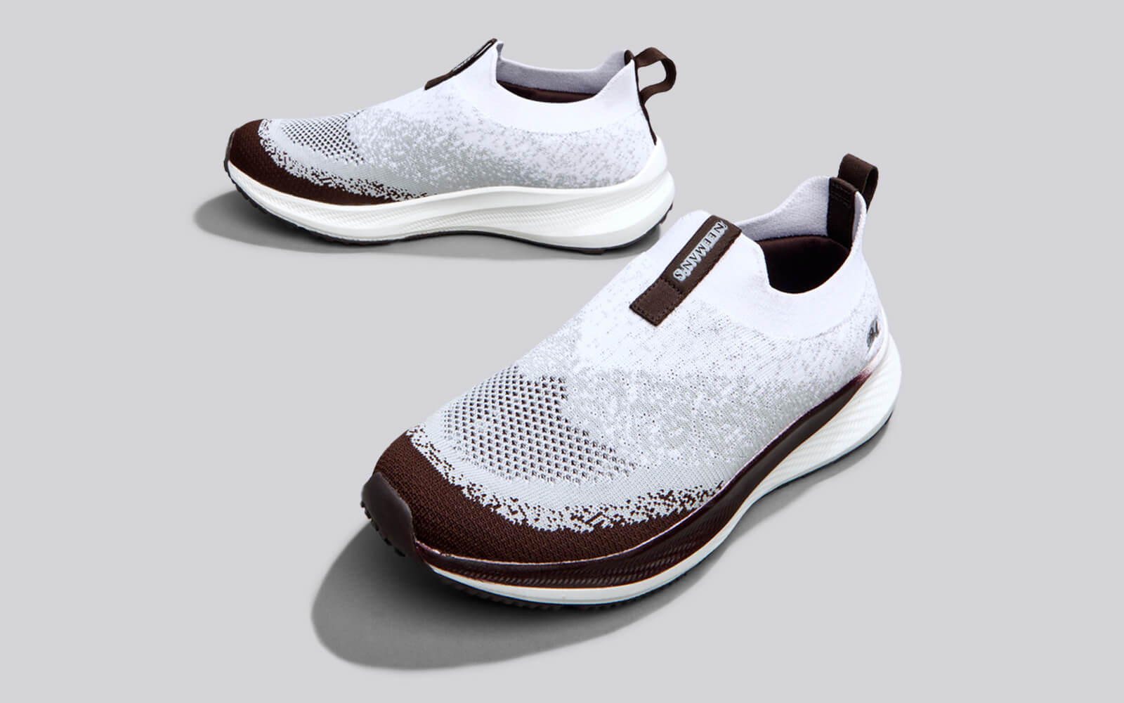 Blend Knit Slip Ons : Ivory-Brown by My Store