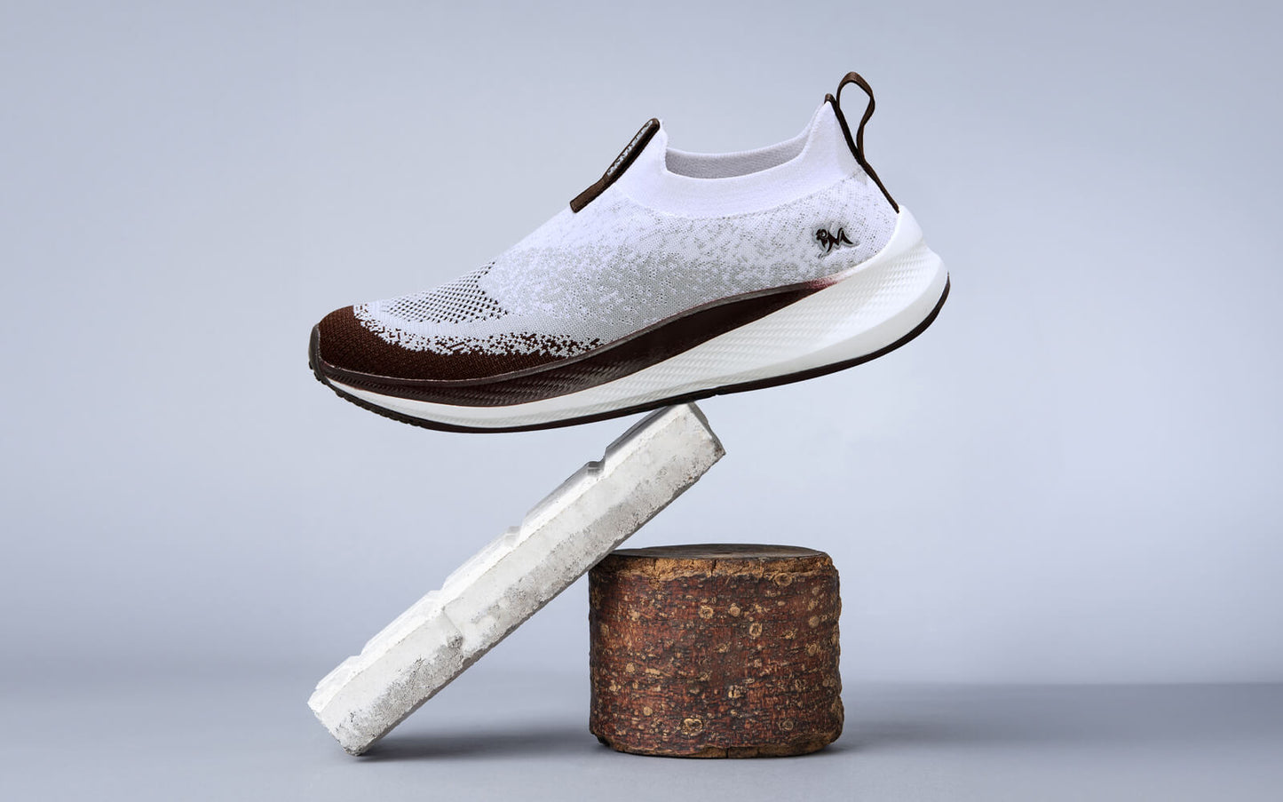 Blend Knit Slip Ons : Ivory-Brown by My Store
