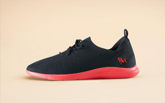ReLive Knit Sneakers : Hale Black / Red Sole by My Store