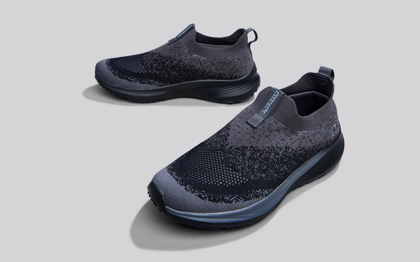 Blend Knit Slip Ons : Black-Grey by My Store