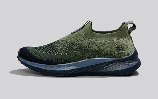 Blend Knit Slip-Ons – Olive-Black | Breathable & Stylish Slip-On Sneakers for Everyday Comfort