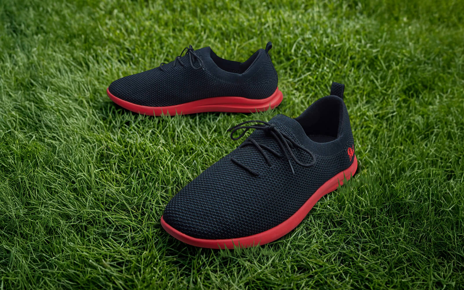 ReLive Knit Sneakers : Hale Black / Red Sole by My Store
