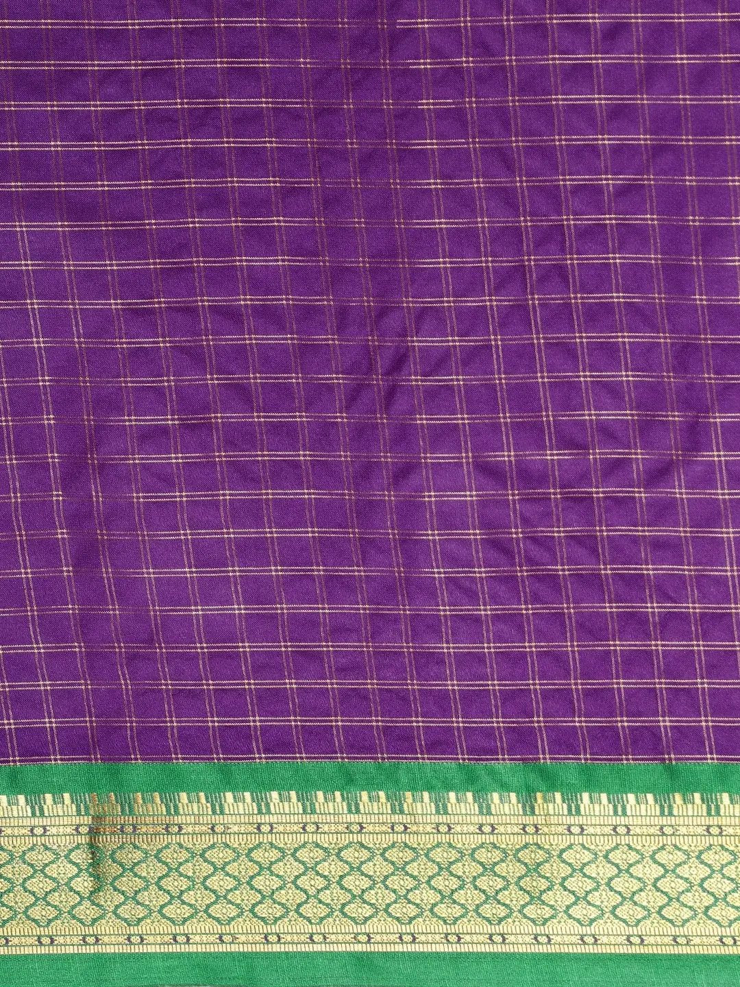 Purple Colour Check Zari Weaving Uppada Cotton Silk Saree by My Store
