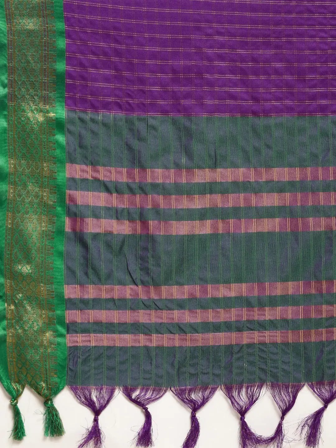 Purple Colour Check Zari Weaving Uppada Cotton Silk Saree by My Store