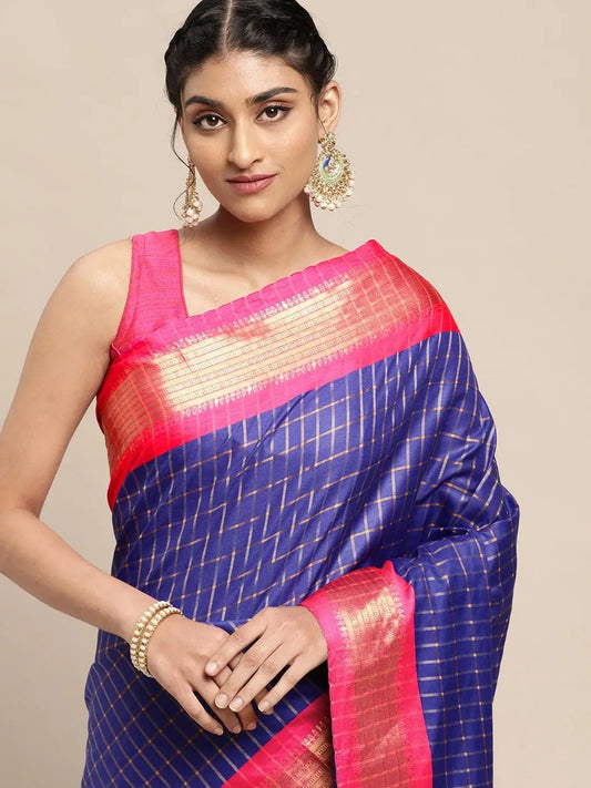 Exclusive Self Butti Blue Colour Uppada Cotton Silk Saree by My Store