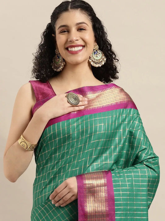 Exclusive Rama Colour Self Butti Design Uppada Cotton Silk Saree by My Store